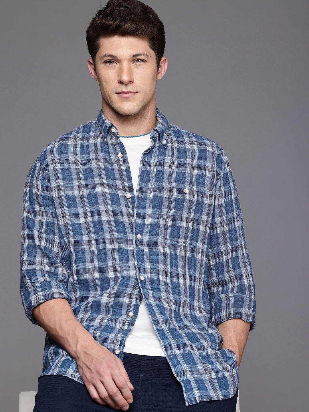 

NEXT Checked Casual Shirt, Blue