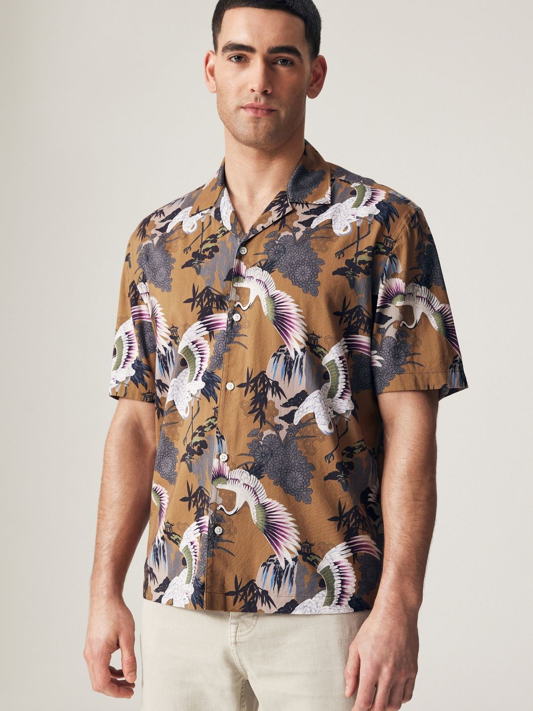 

NEXT Opaque Graphic Printed Casual Shirt, Brown