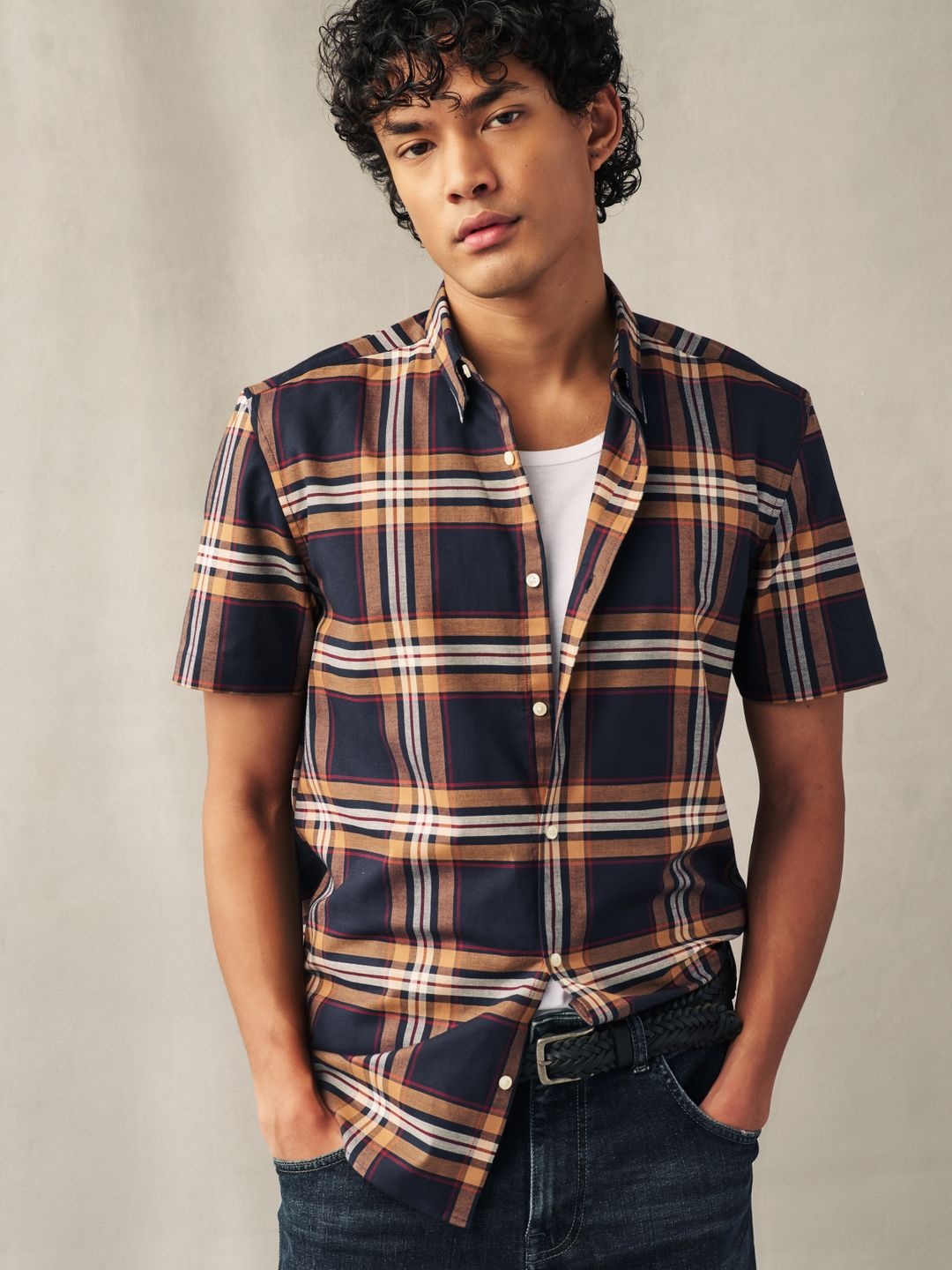 

NEXT Tartan Checks Opaque Casual Shirt, Navy blue