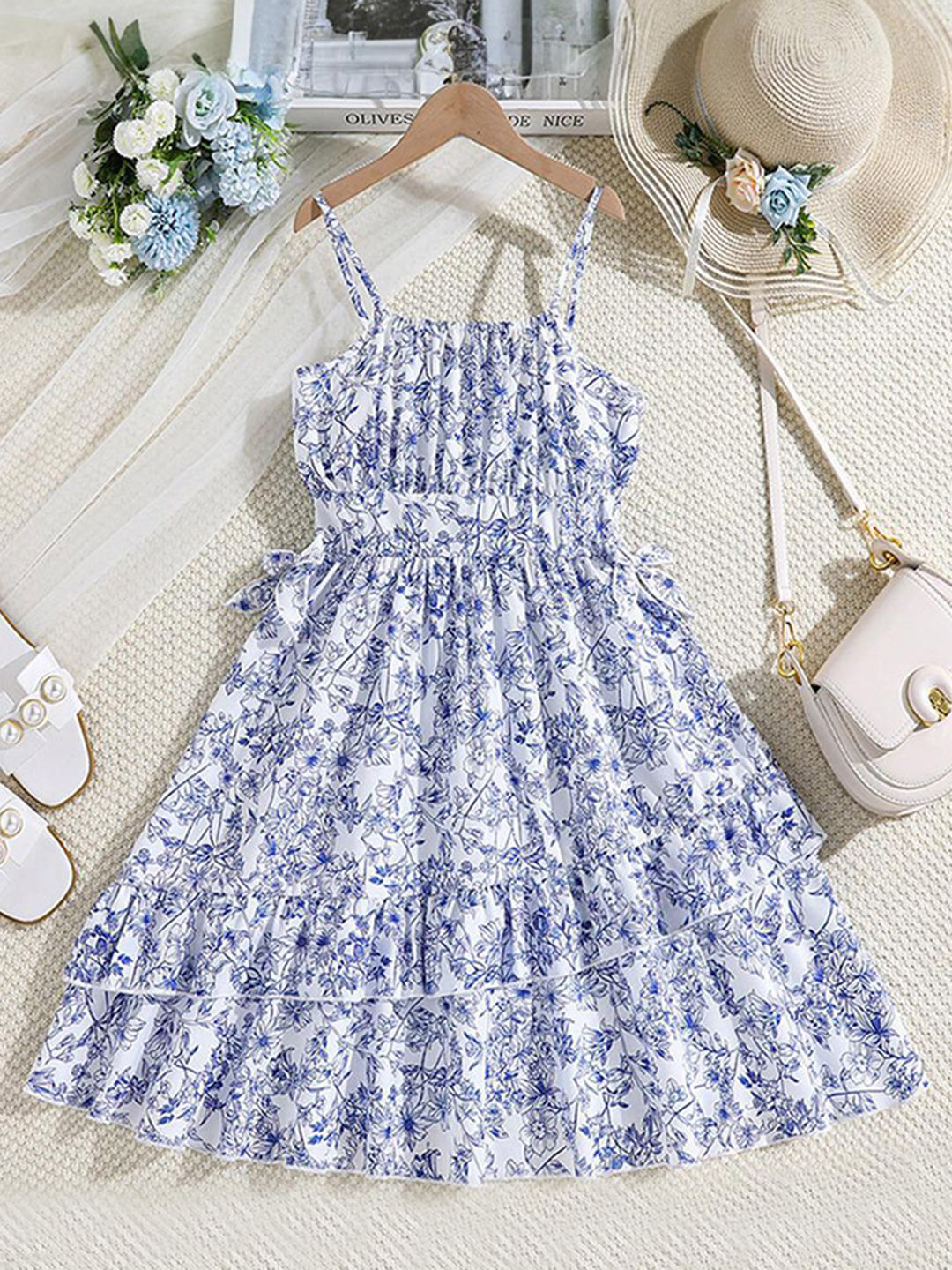 

INCLUD Floral Print Fit & Flare Dress, Blue