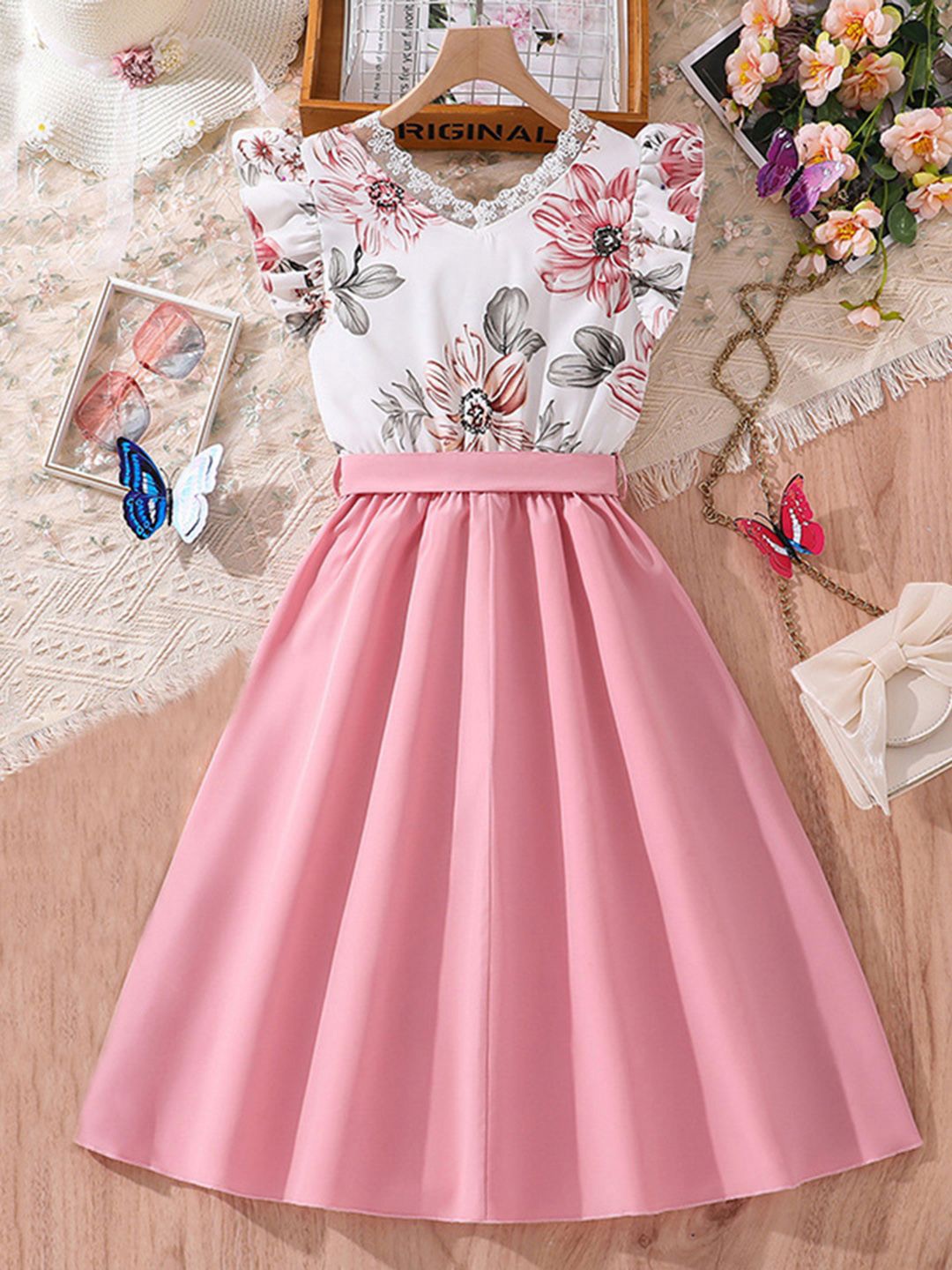 

INCLUD Floral Print Fit & Flare Dress, Pink