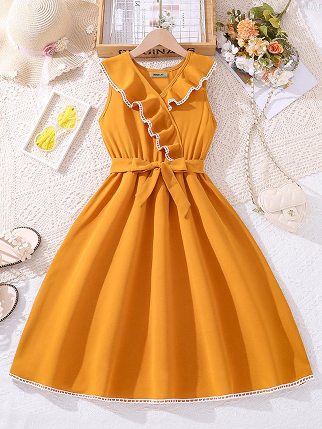 INCLUD Fit & Flare Dress, Yellow