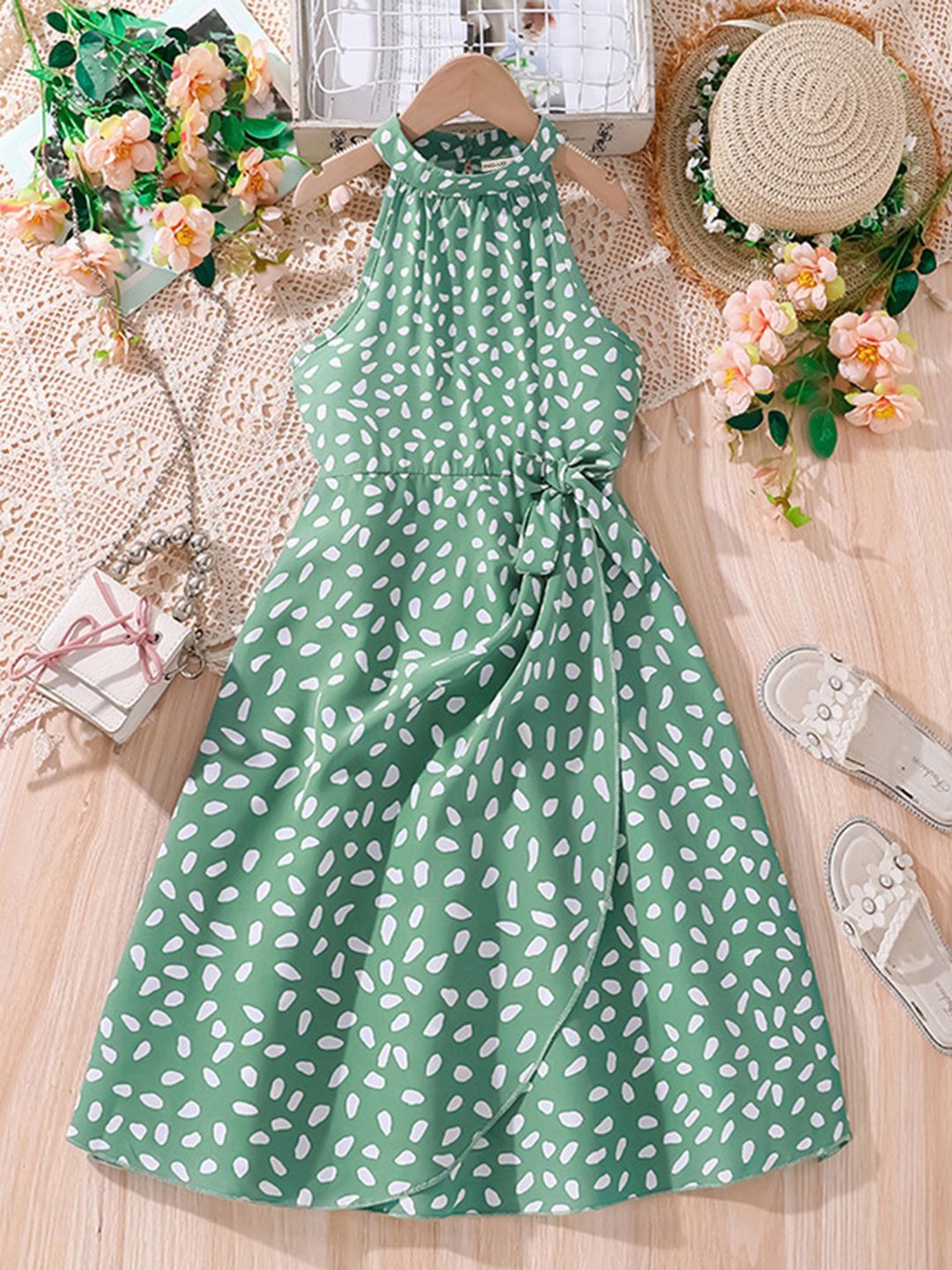 

INCLUD Floral Print Fit & Flare Dress, Green