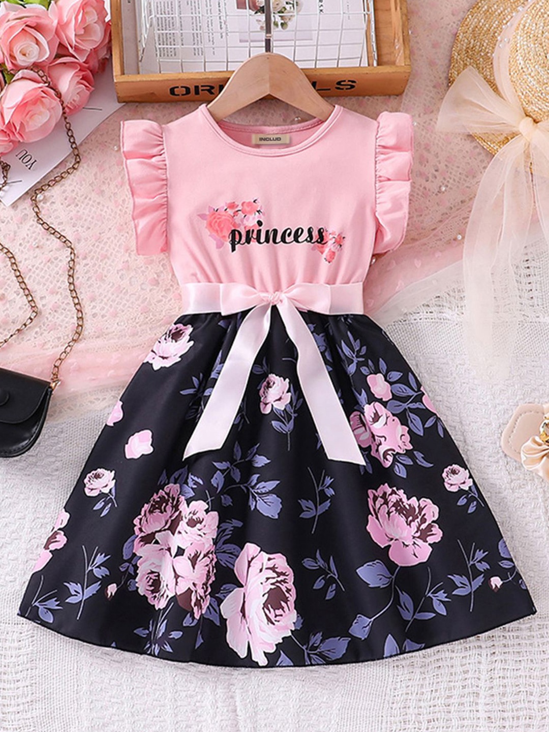 

INCLUD Floral Print Fit & Flare Dress, Pink