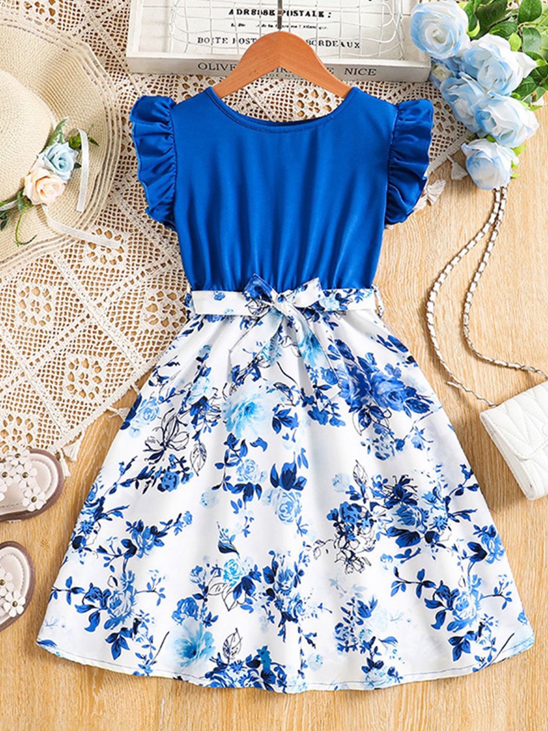 

INCLUD Floral Print Fit & Flare Dress, Blue