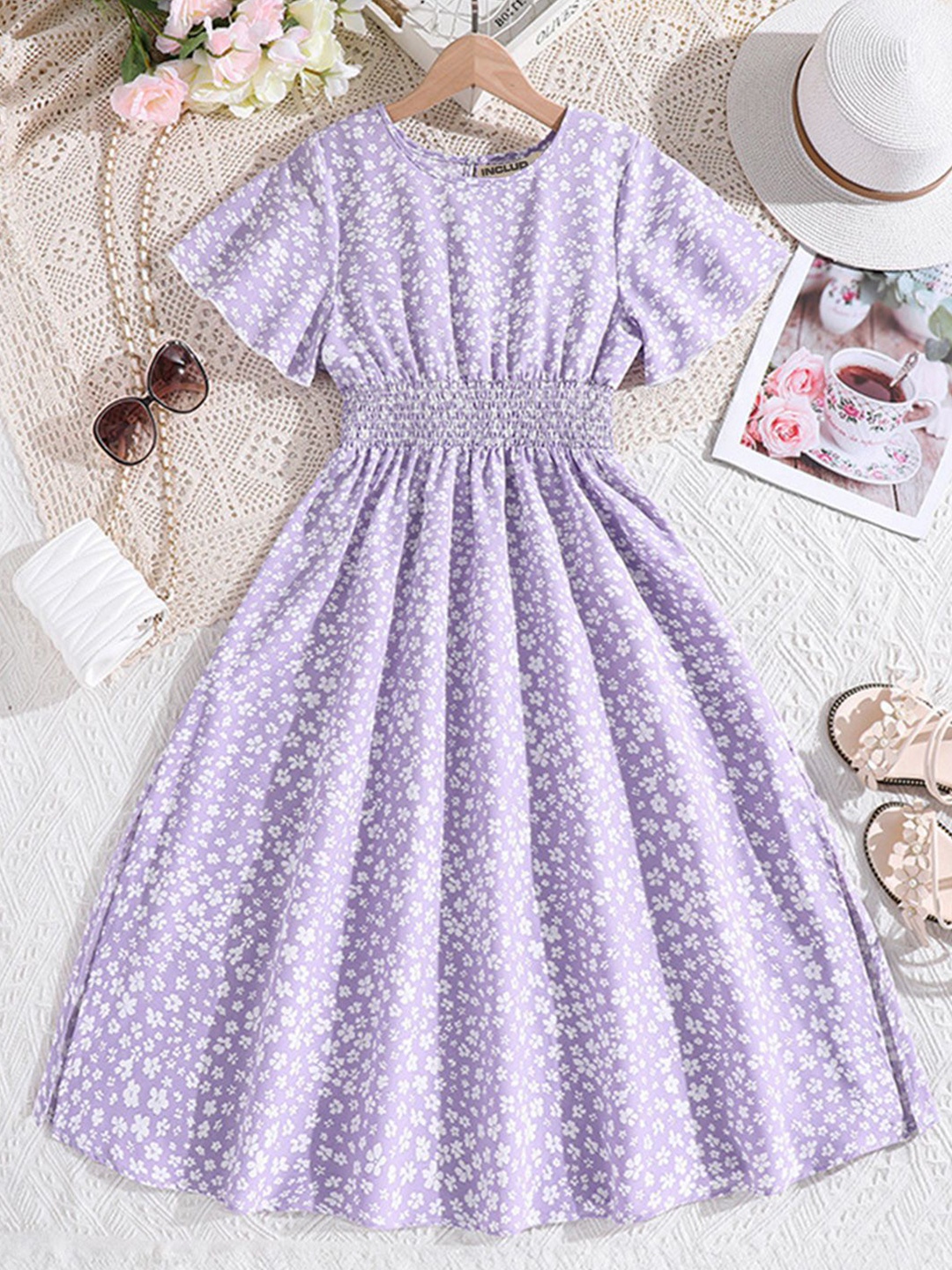 

INCLUD Floral Print Fit & Flare Dress, Violet