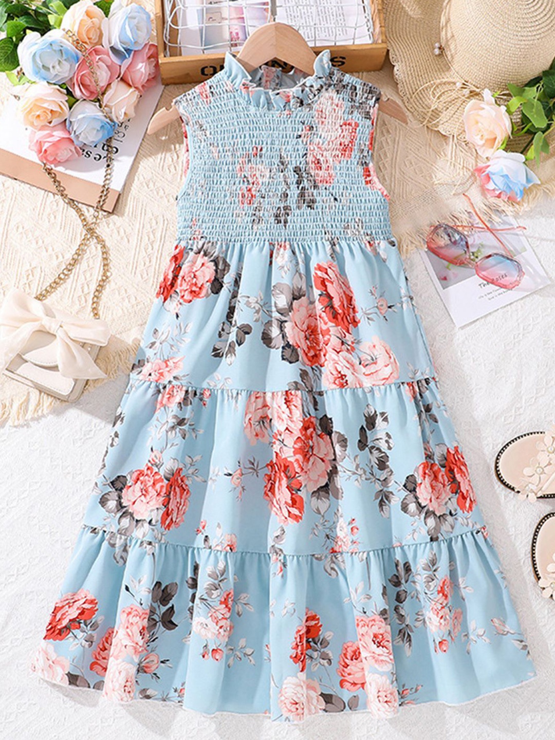

INCLUD Floral Print Fit & Flare Maxi Dress, Blue