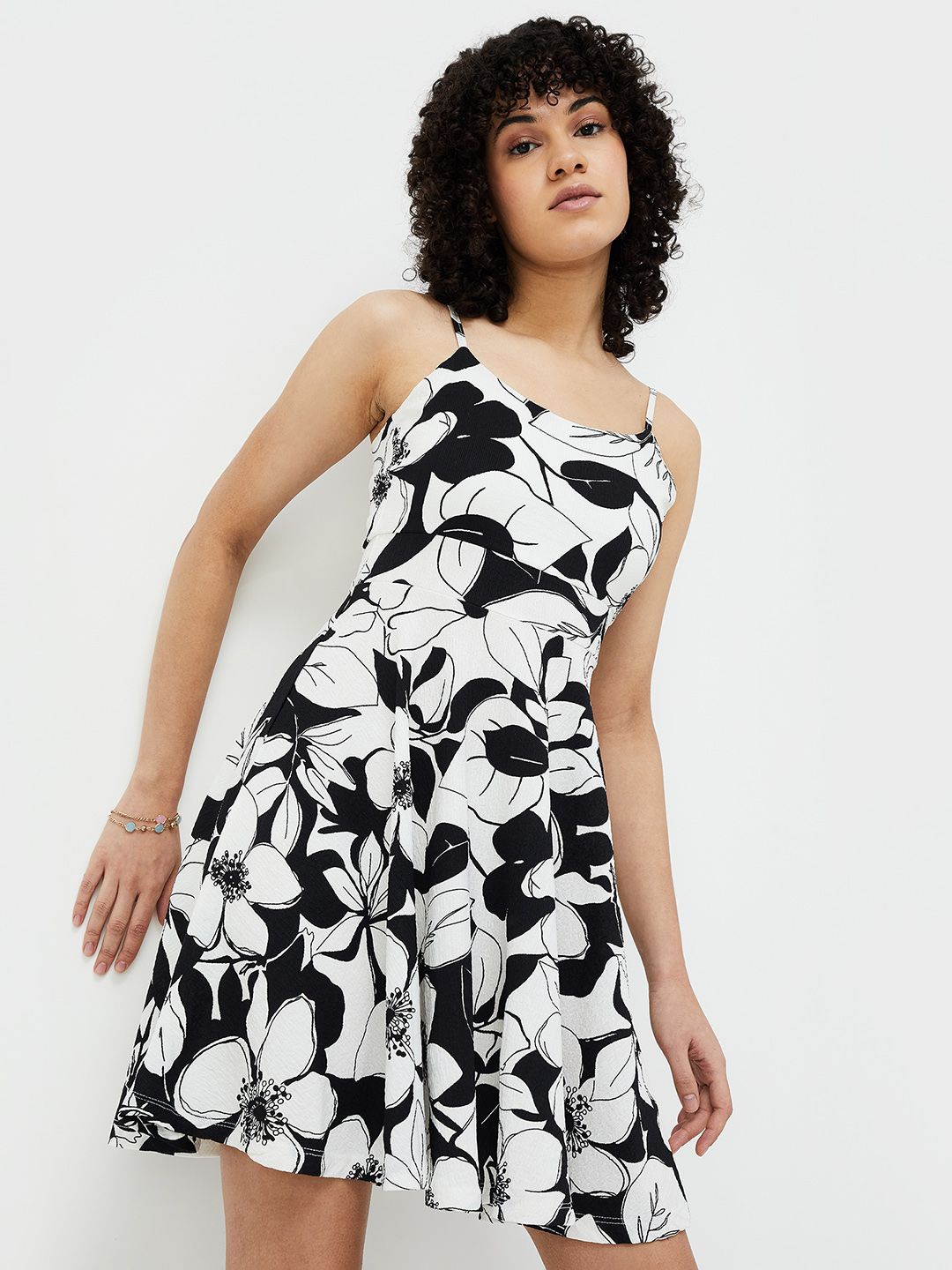 

Ginger by Lifestyle Floral Print Fit & Flare Dress, Black