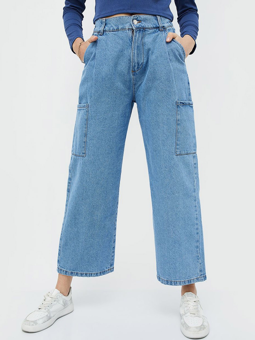 

Ginger by Lifestyle Women Wide Leg Jeans, Blue