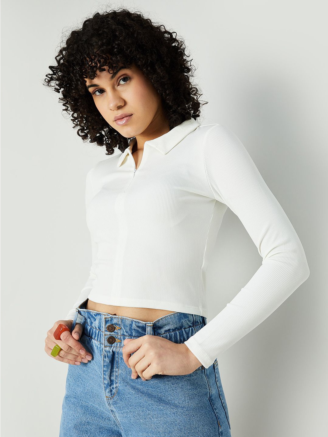 

Ginger by Lifestyle Striped Cotton Crop Top, White