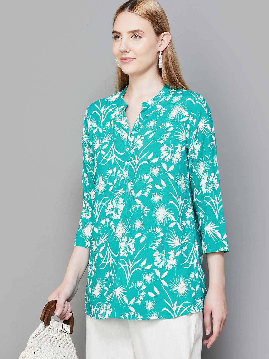 Melange by Lifestyle Floral Printed Kurti, Blue