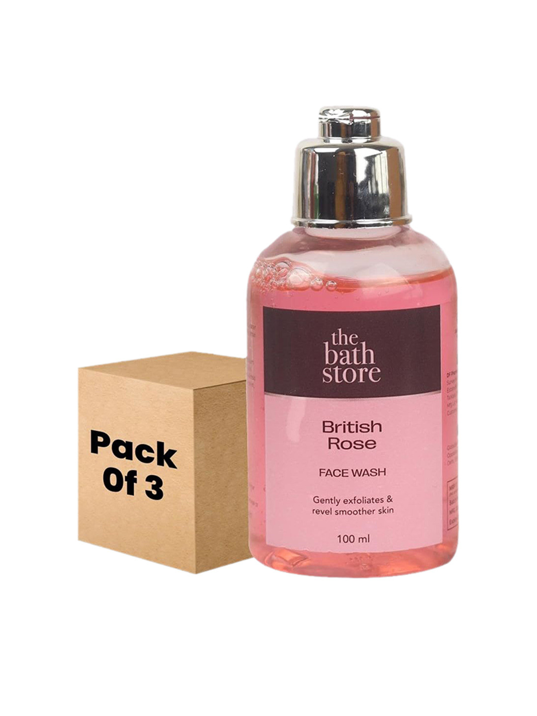 

The Bath Store British Rose Set Of 3 Face Wash For Gentle Exfoliation - 100ml Each, Pink