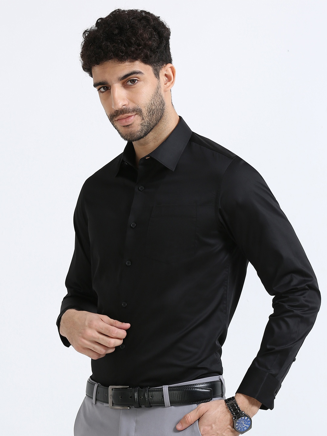 

THE FORMAL CLUB Men Giza Cotton Regular Fit Formal Shirt, Black