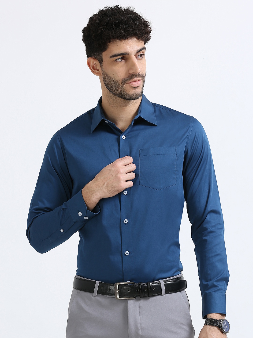 

THE FORMAL CLUB Giza Cotton Formal Shirt, Navy blue