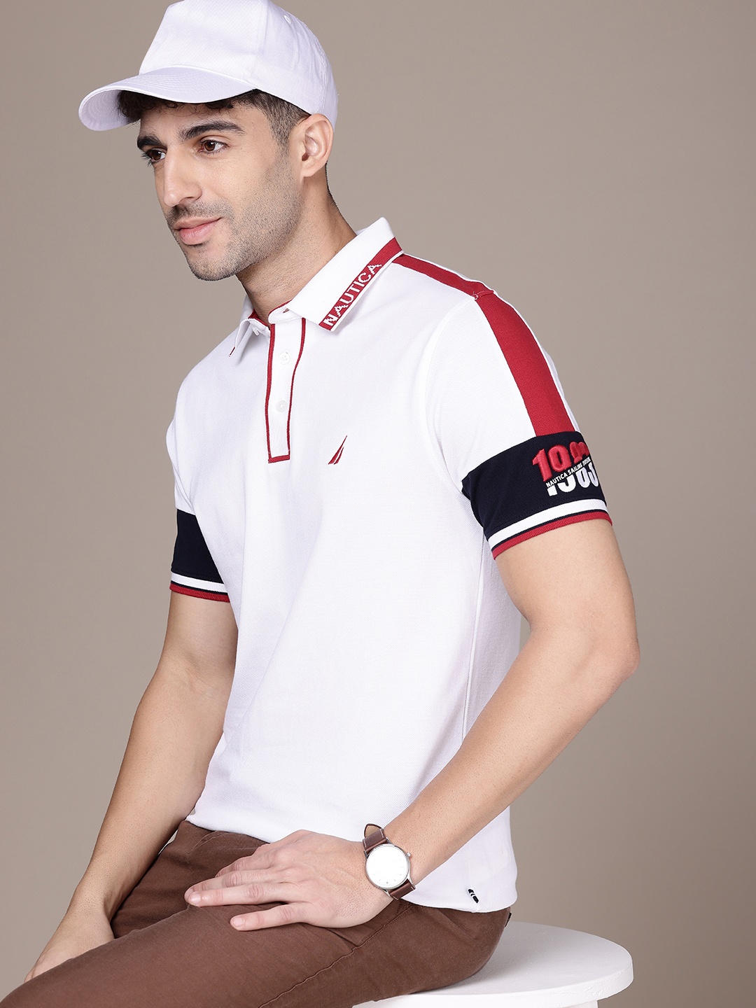 

Nautica Polo Collar Pure Cotton Casual T-shirt, White