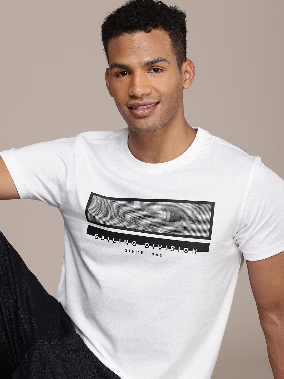 

Nautica Brand Logo Printed Pure Cotton T-shirt, White