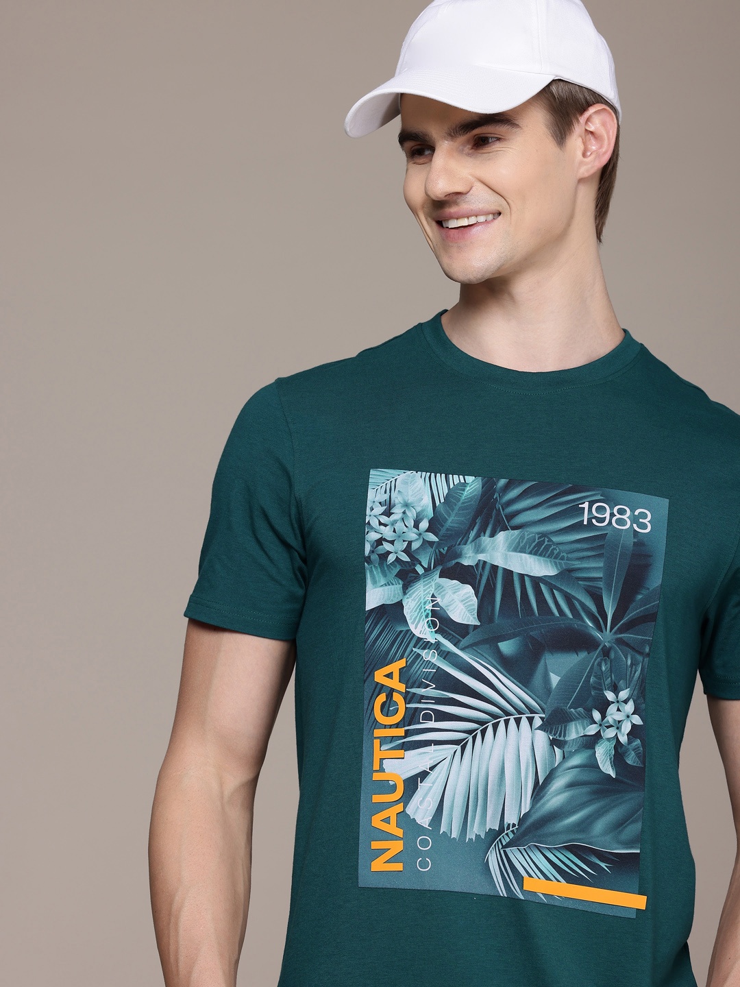 

Nautica Round Neck Graphic Printed T-shirt, Teal