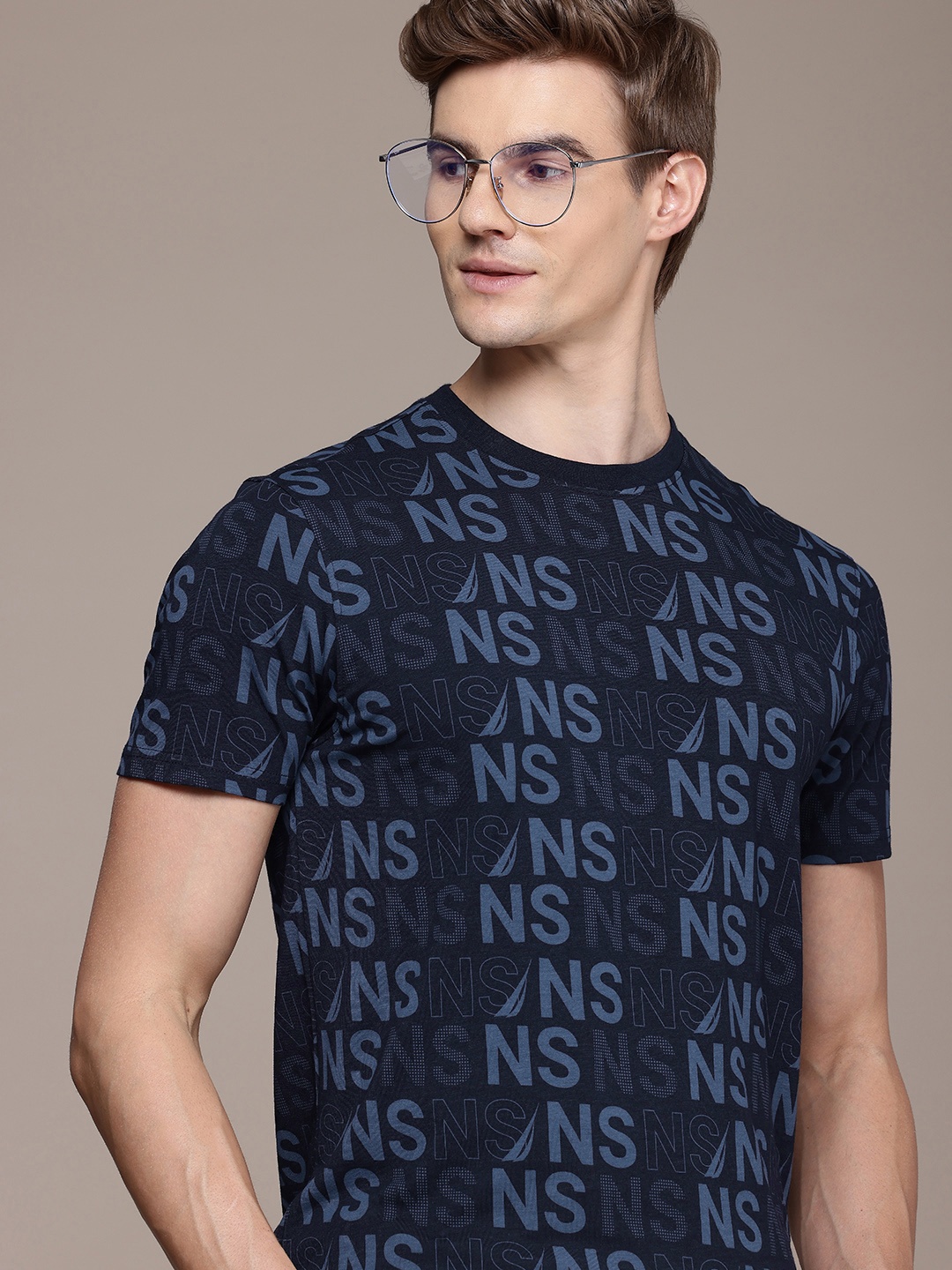 

Nautica Round Neck Typography Printed T-shirt, Navy blue