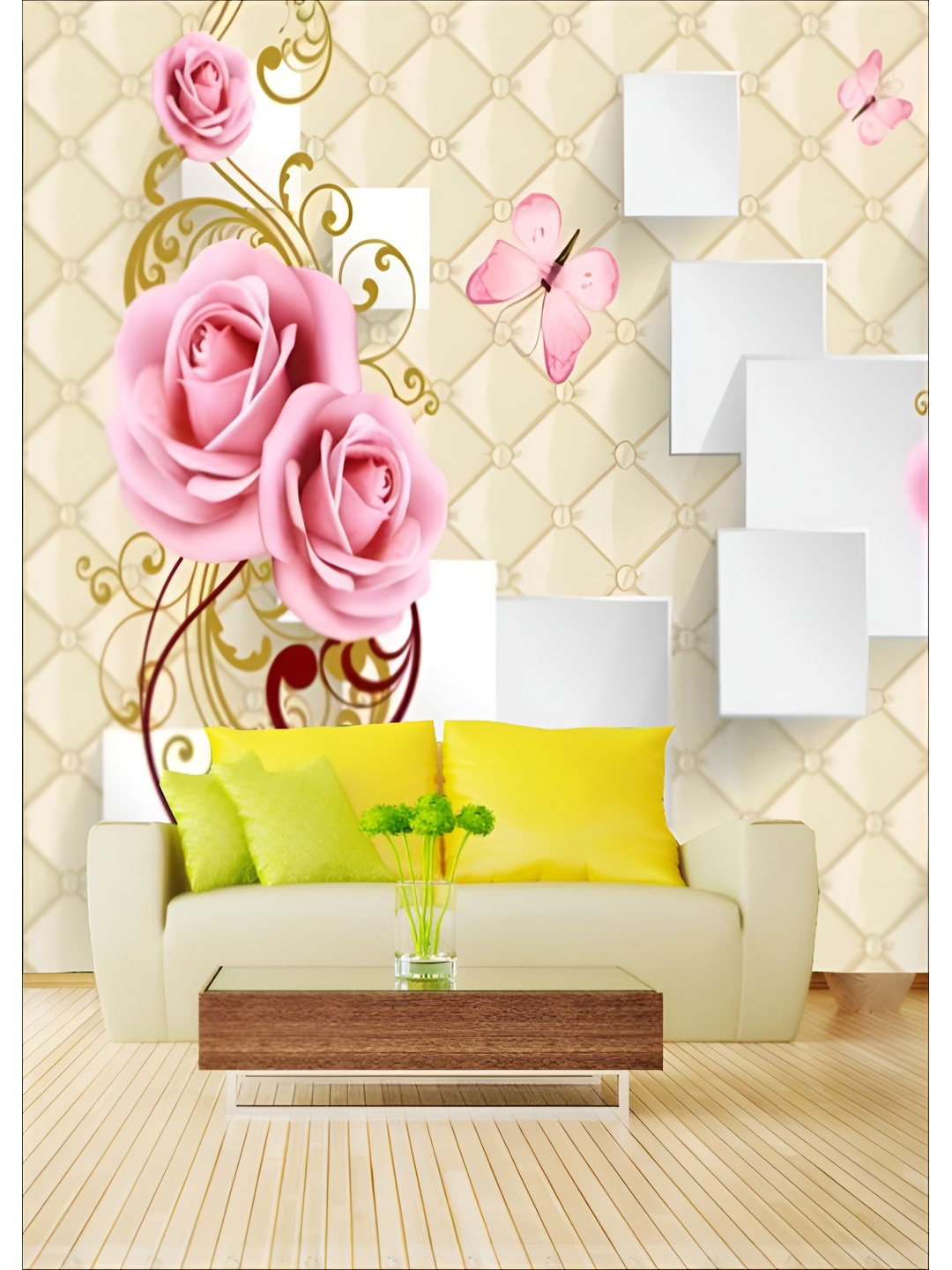 

Aura Cream Colored & Pink 3D Printed Self Adhesive Wall Sticker