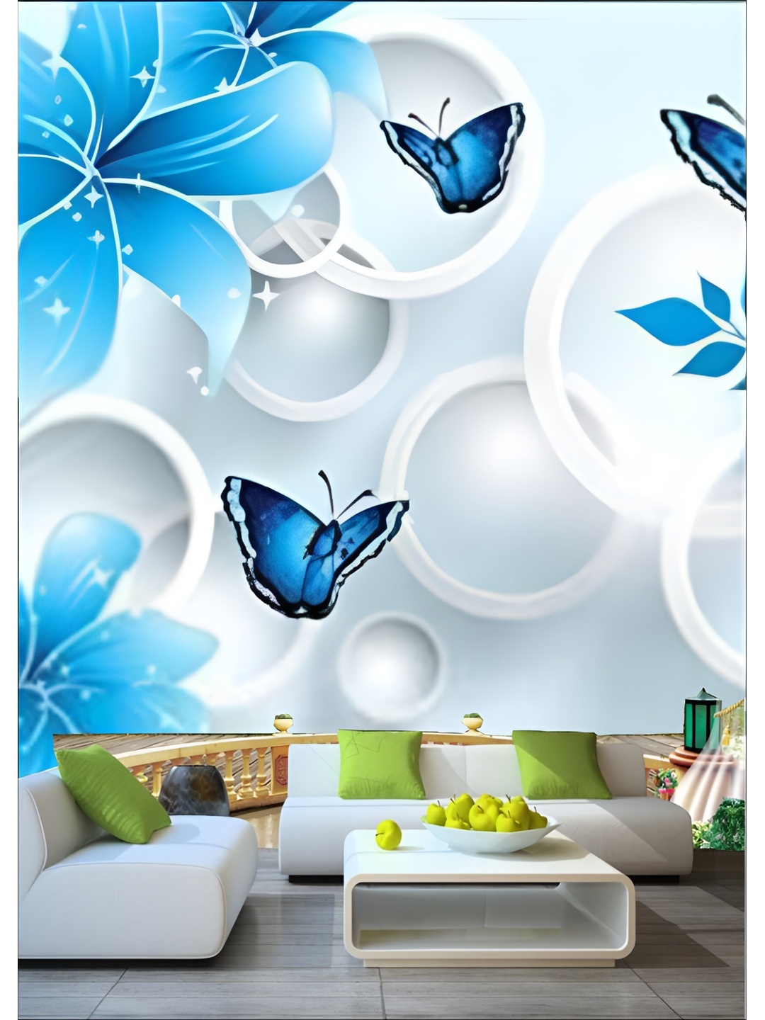 

Aura White & Blue 3D Printed Self Adhesive Wall Sticker