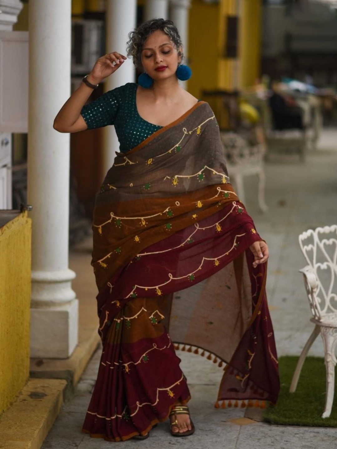 

Suta Ethnic Motifs Pure Cotton Saree, Maroon