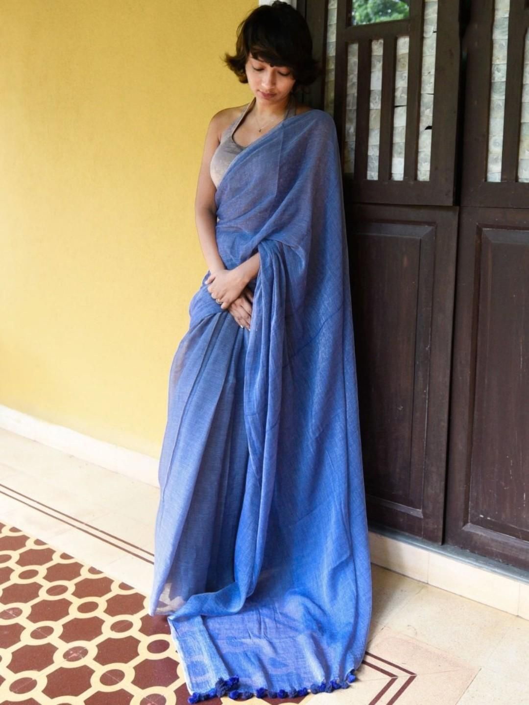 

Suta Pure Cotton Saree, Blue