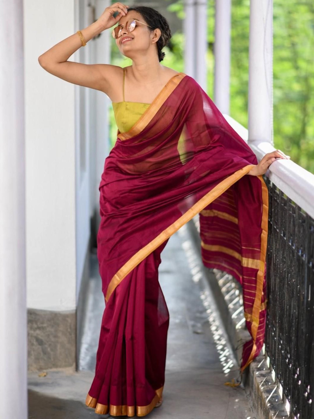 

Suta Zari Silk Cotton Saree, Maroon