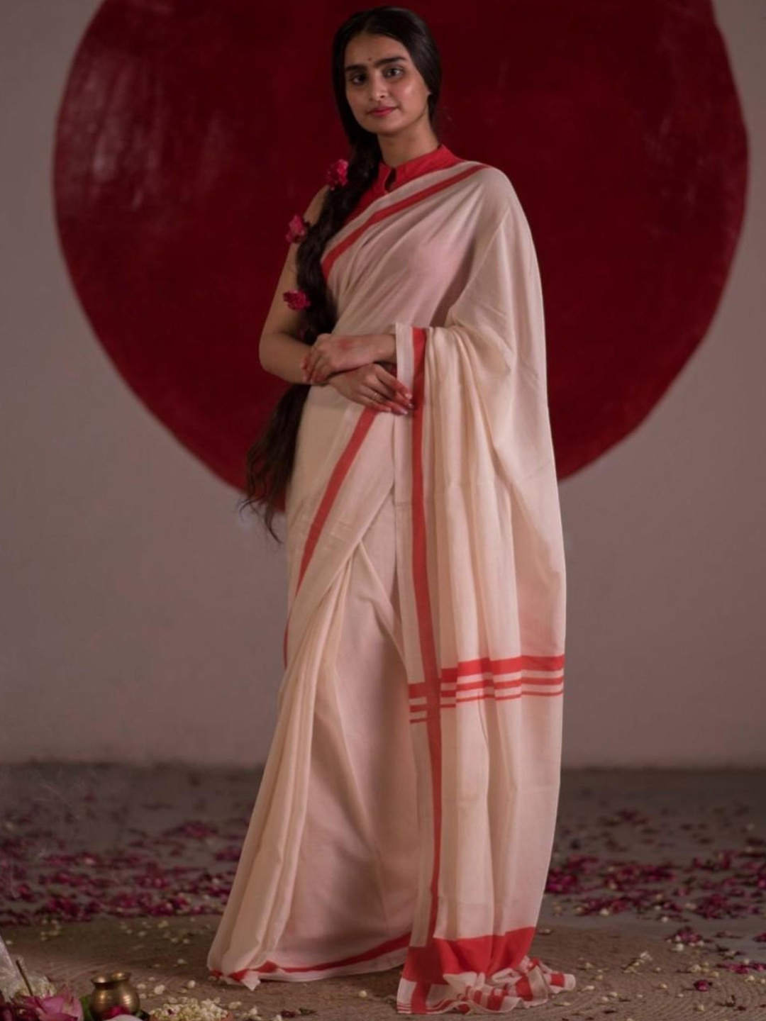 Suta Pure Cotton Saree, Cream