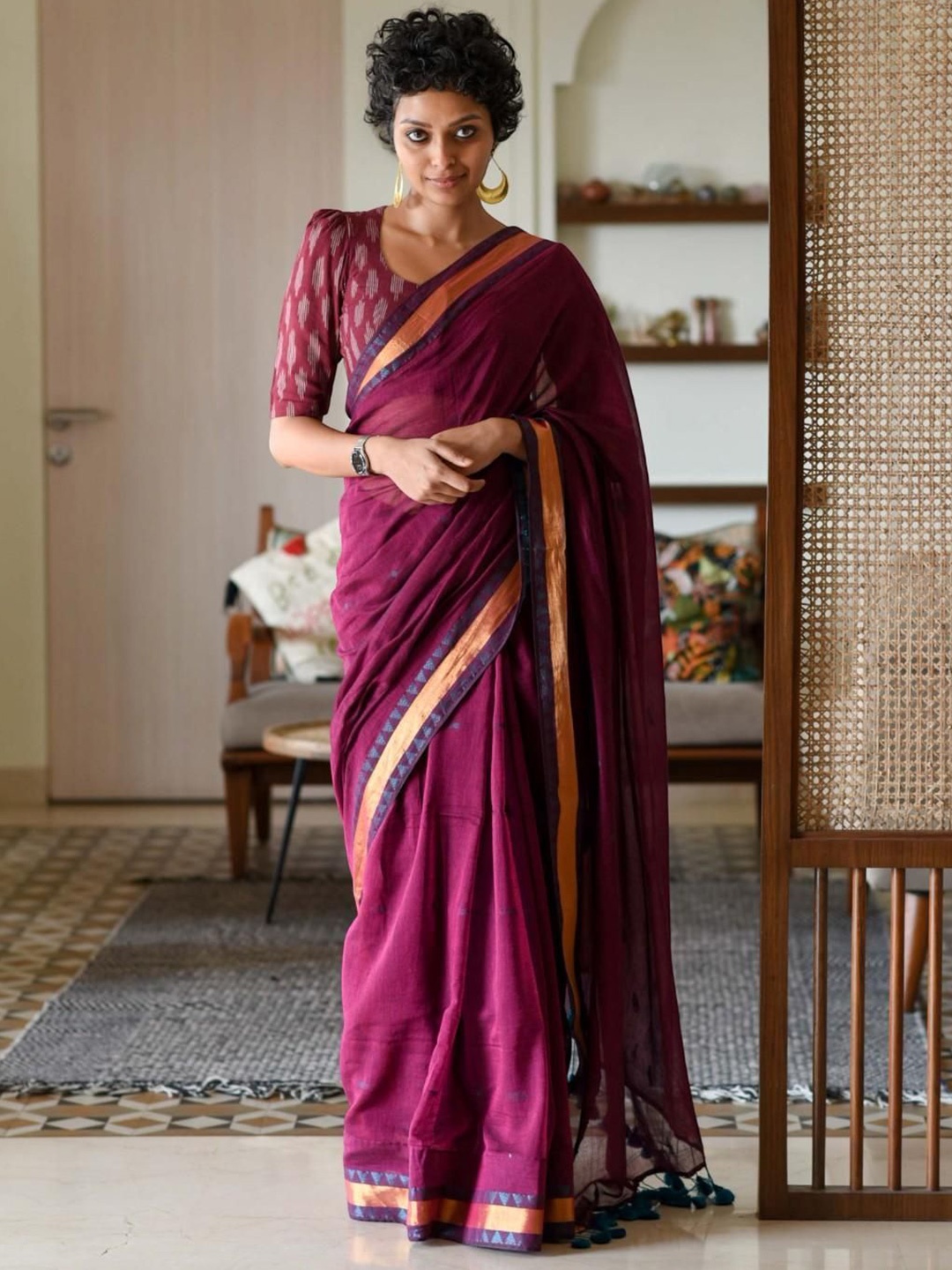 

Suta Zari Saree, Maroon