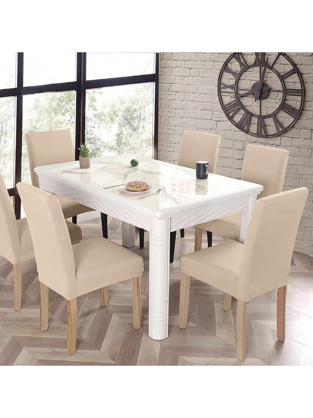 

hargunz 6-Pcs Cream Chair Covers