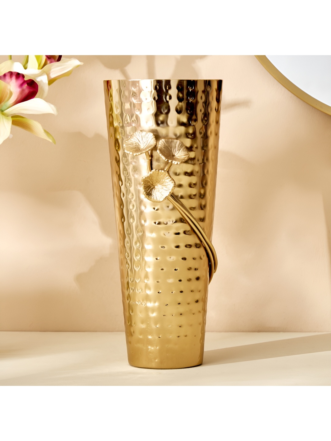 

Home Centre Metal Hammered Vases, Gold