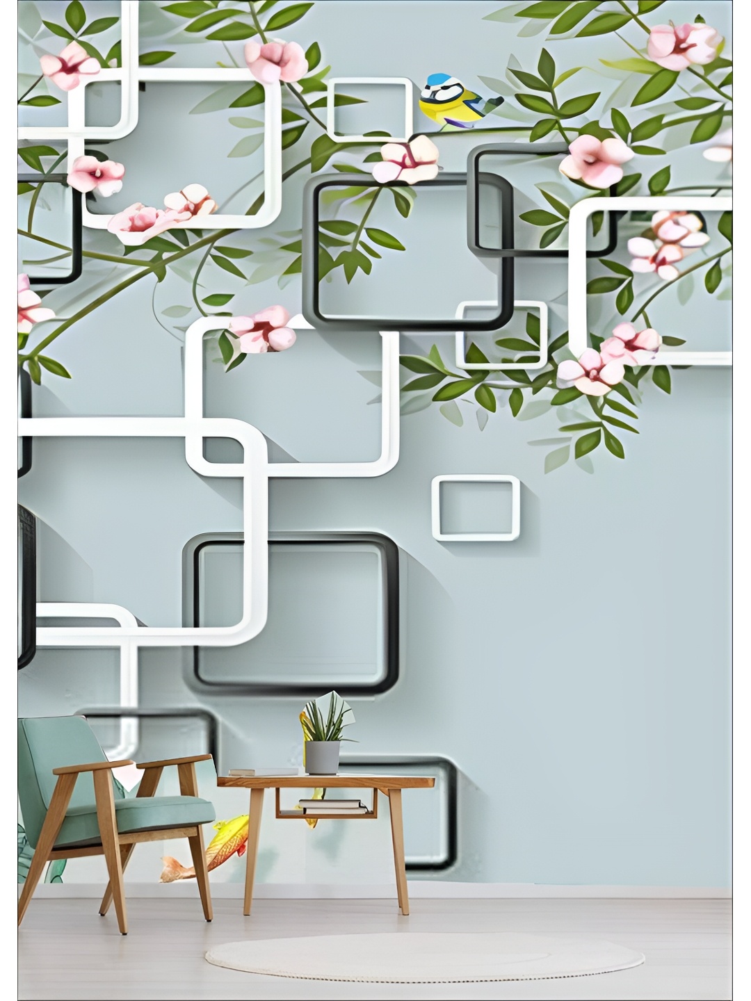 

Aura White & Sea Green Printed Self-Adhesive Wall Sicker