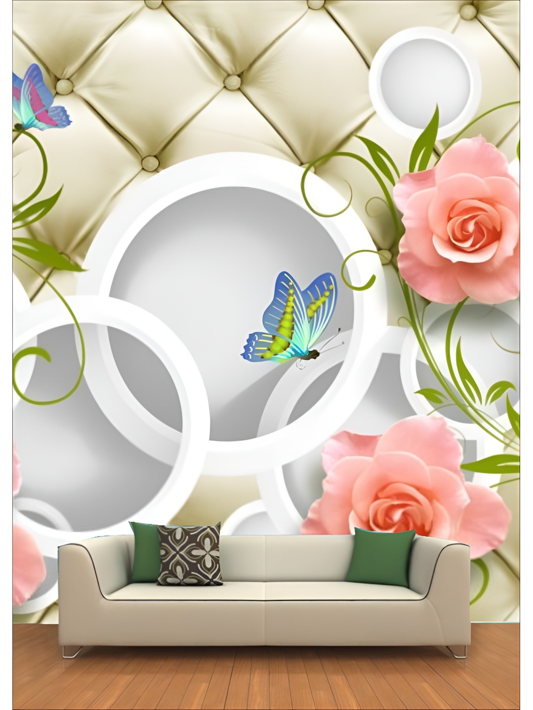 

Aura Green 3D Printed Self Adhesive Wall Sticker, White