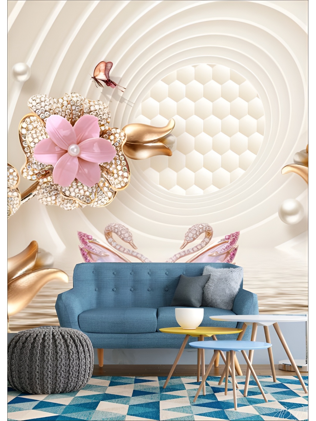 

Aura White & Pink 3D Printed Self Adhesive Wall Sticker