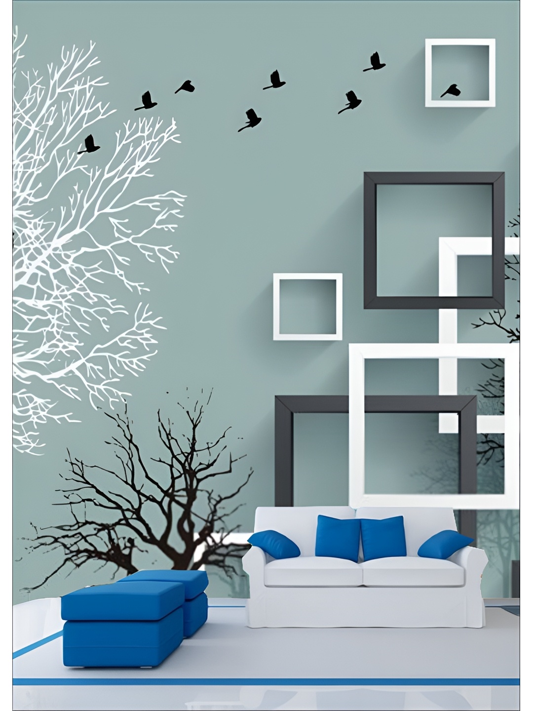 

Aura 3D Black and White Wall Stickers, Multi