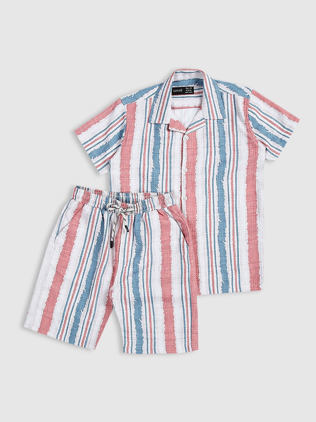 

CAVIO Boys Printed Shirt with Shorts, Pink