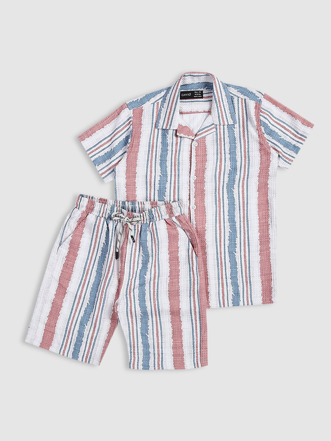 CAVIO Boys Printed Shirt with Shorts, Pink
