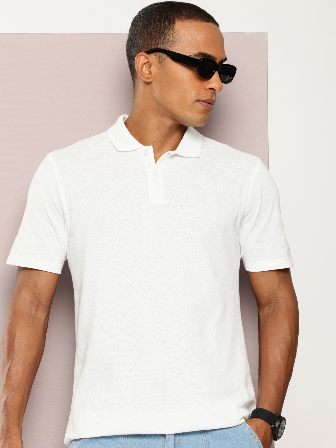 

Kook N Keech Men Polo Collar Pure Cotton T-shirt, Off white