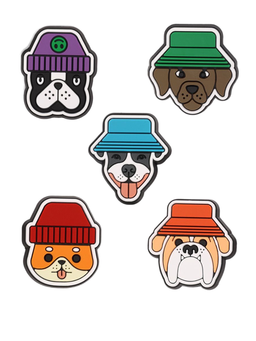 

Crocs 5-Pcs Dogs In Hats Shoe Charms Jibbitz, Purple