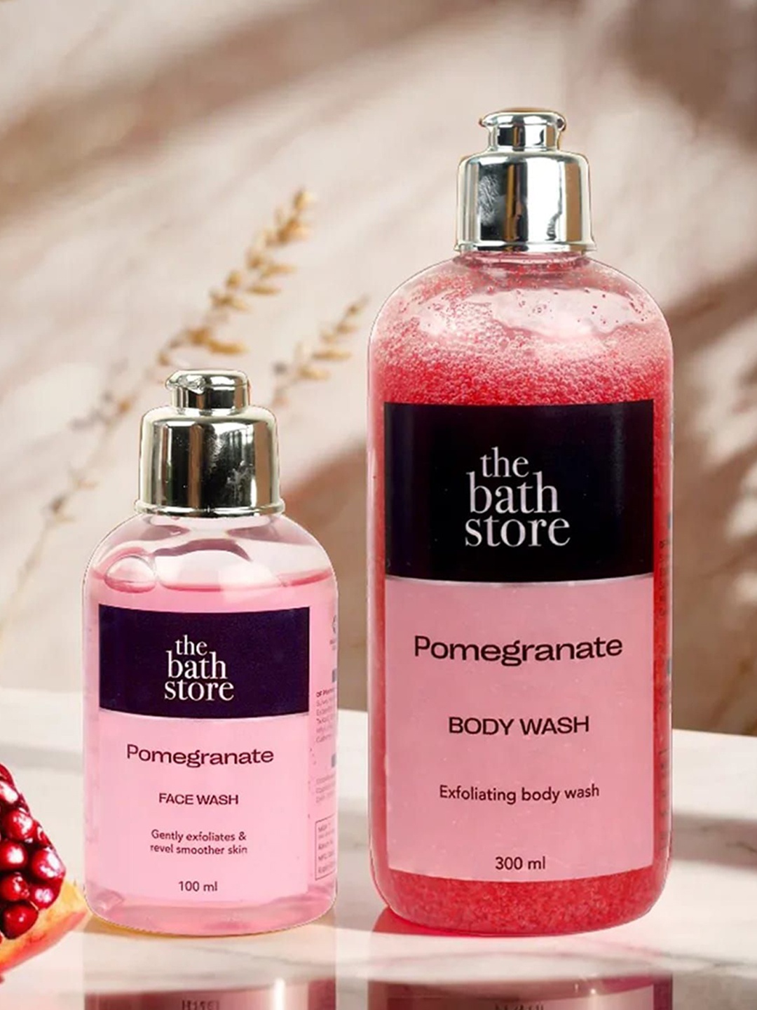 

The Bath Store Pomegrante Body Wash 300ml & Face Wash 100ml, Pink