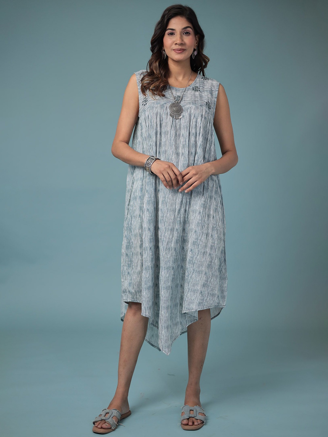 

ZARI Print Empire Midi Dress, Blue
