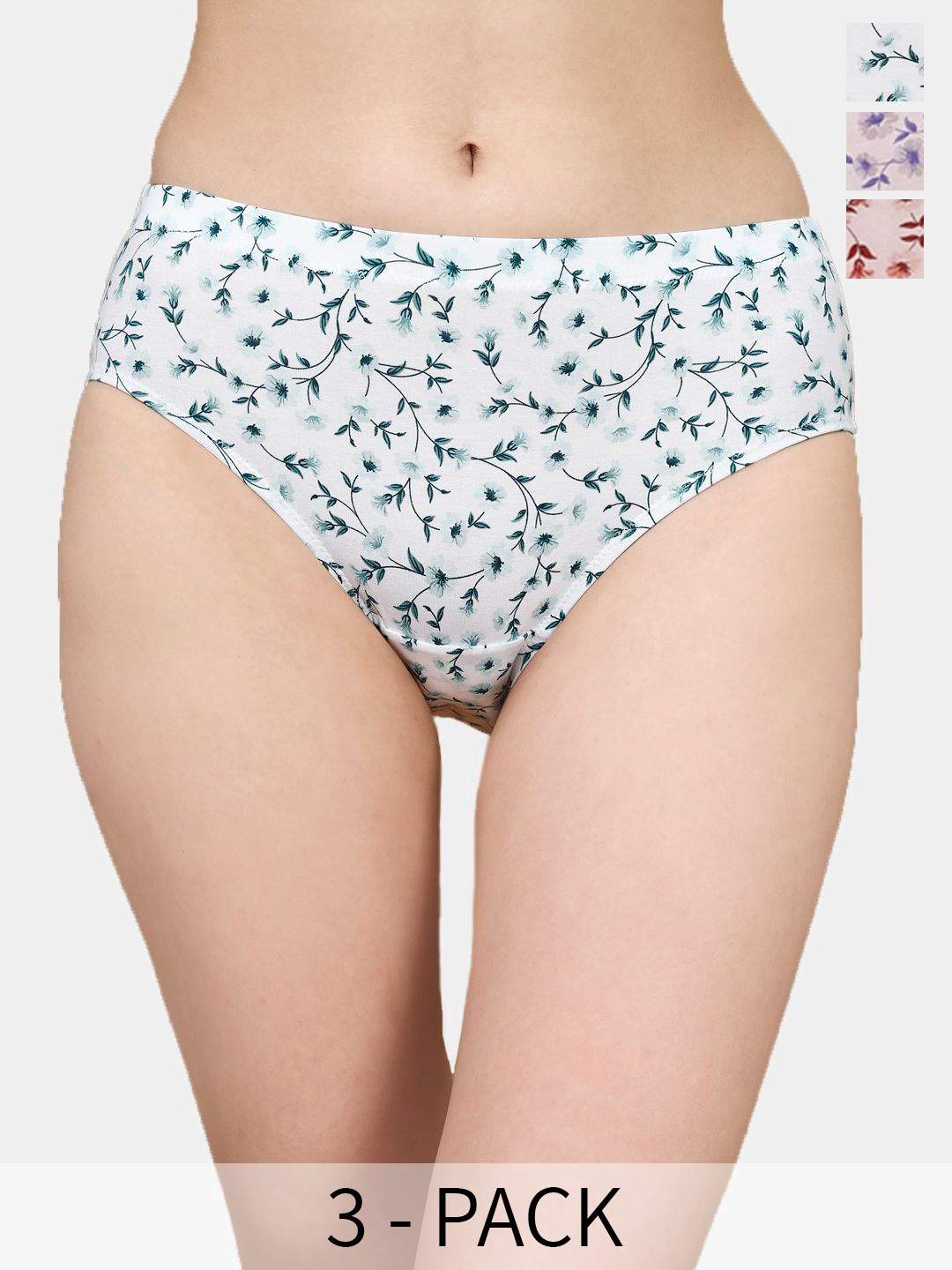 

Soie Pack Of 3 Printed Hipster Briefs Pack of 3, Purple