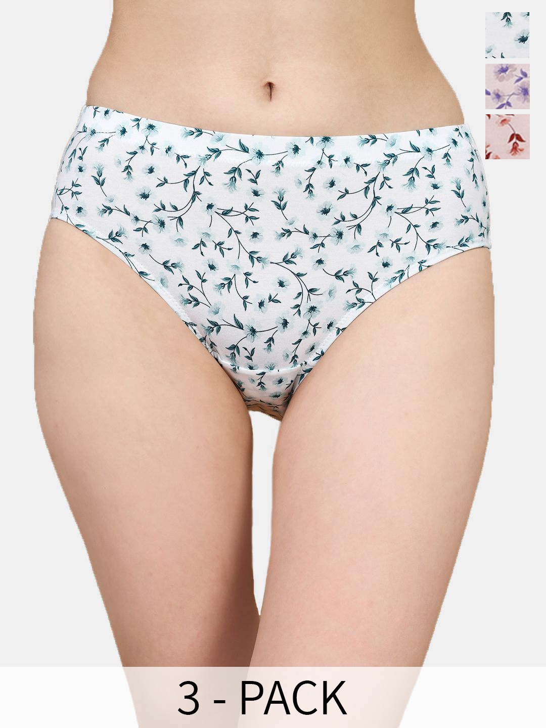 

Soie Pack Of 3 Printed Hipster Briefs 3FCB-30-1 MULTI PACK-B, Purple