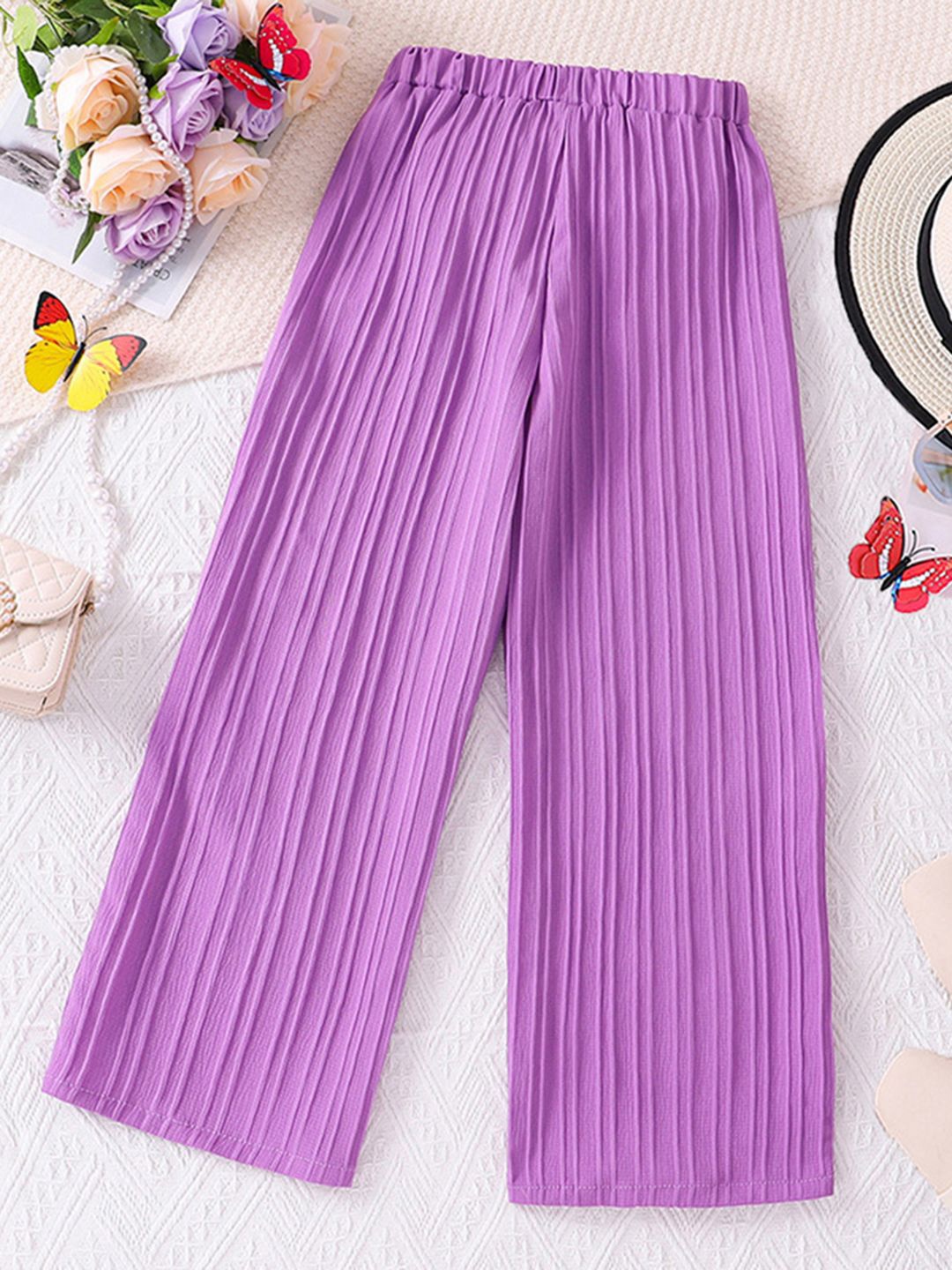

INCLUD Girls Striped Trousers, Violet