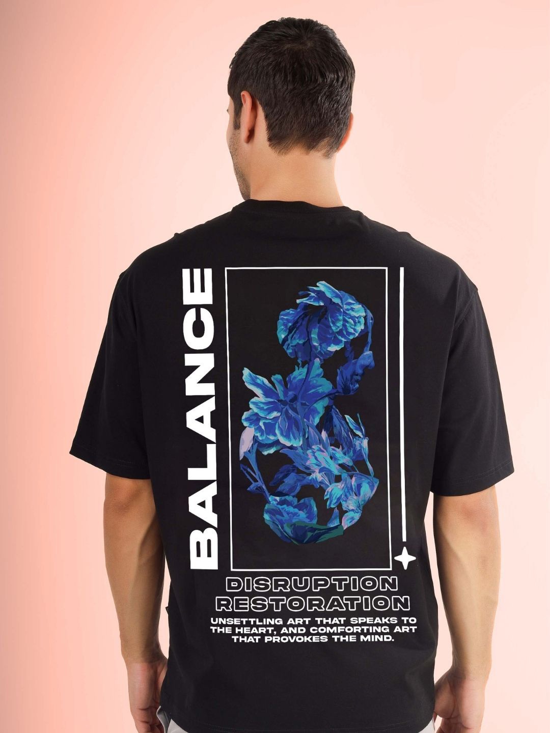 

WEARDUDS Men Printed V-Neck Raw Edge T-shirt, Black
