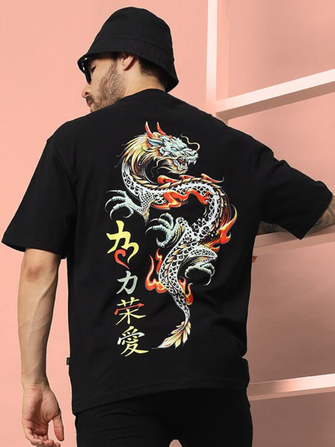 

WEARDUDS Men Printed Hooded T-shirt, Black
