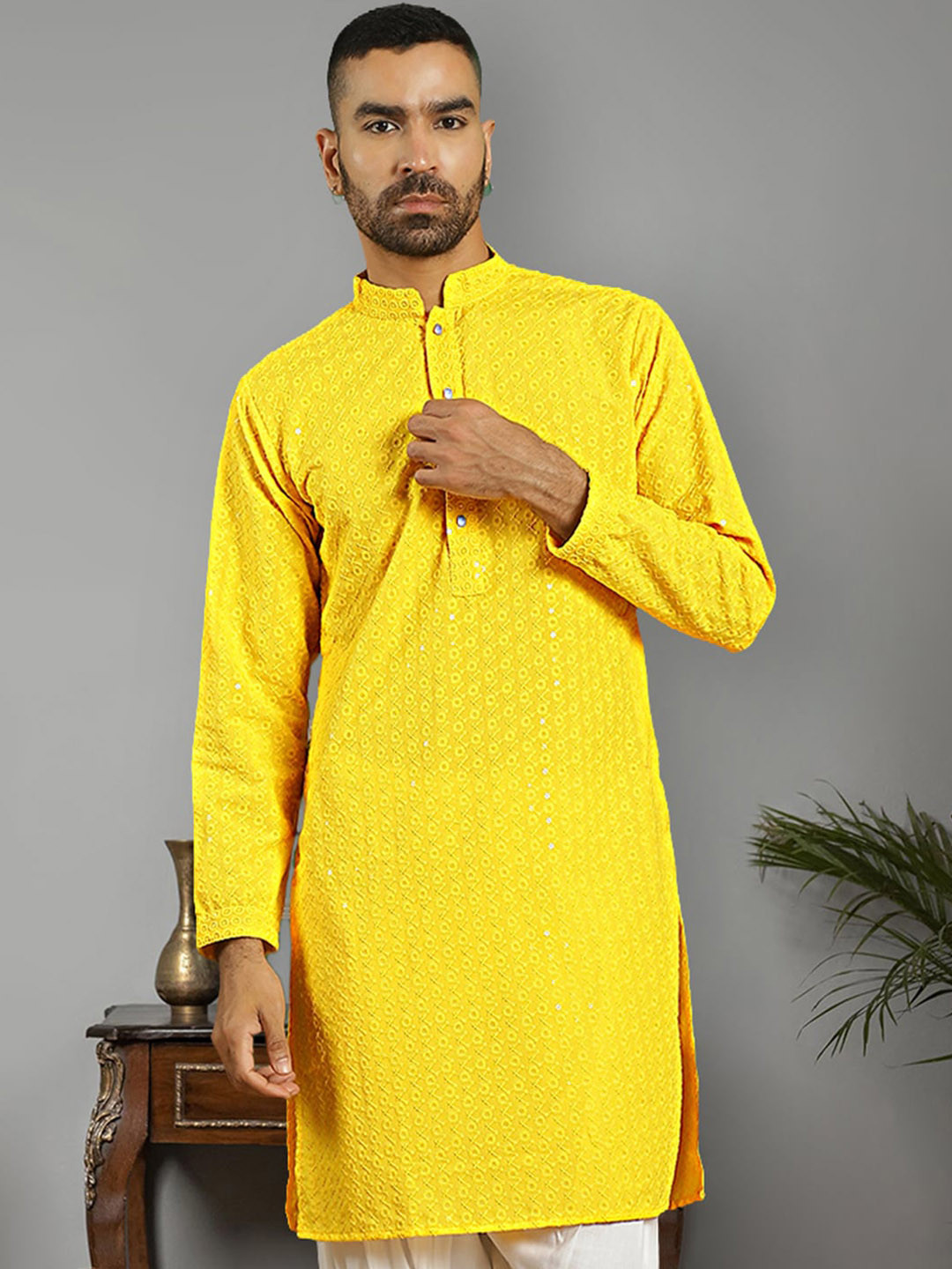 

Jompers Men Kurta, Yellow