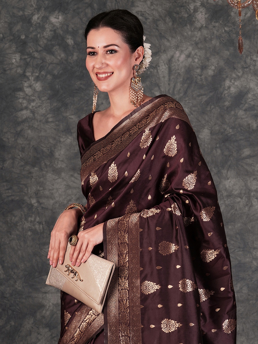 

KALINI Woven Design Zari Art Silk Banarasi Saree, Maroon