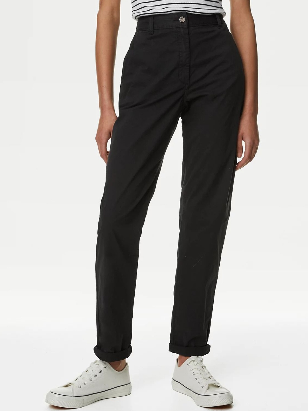 

Marks & Spencer Women Slim Fit High-Rise Trousers, Black