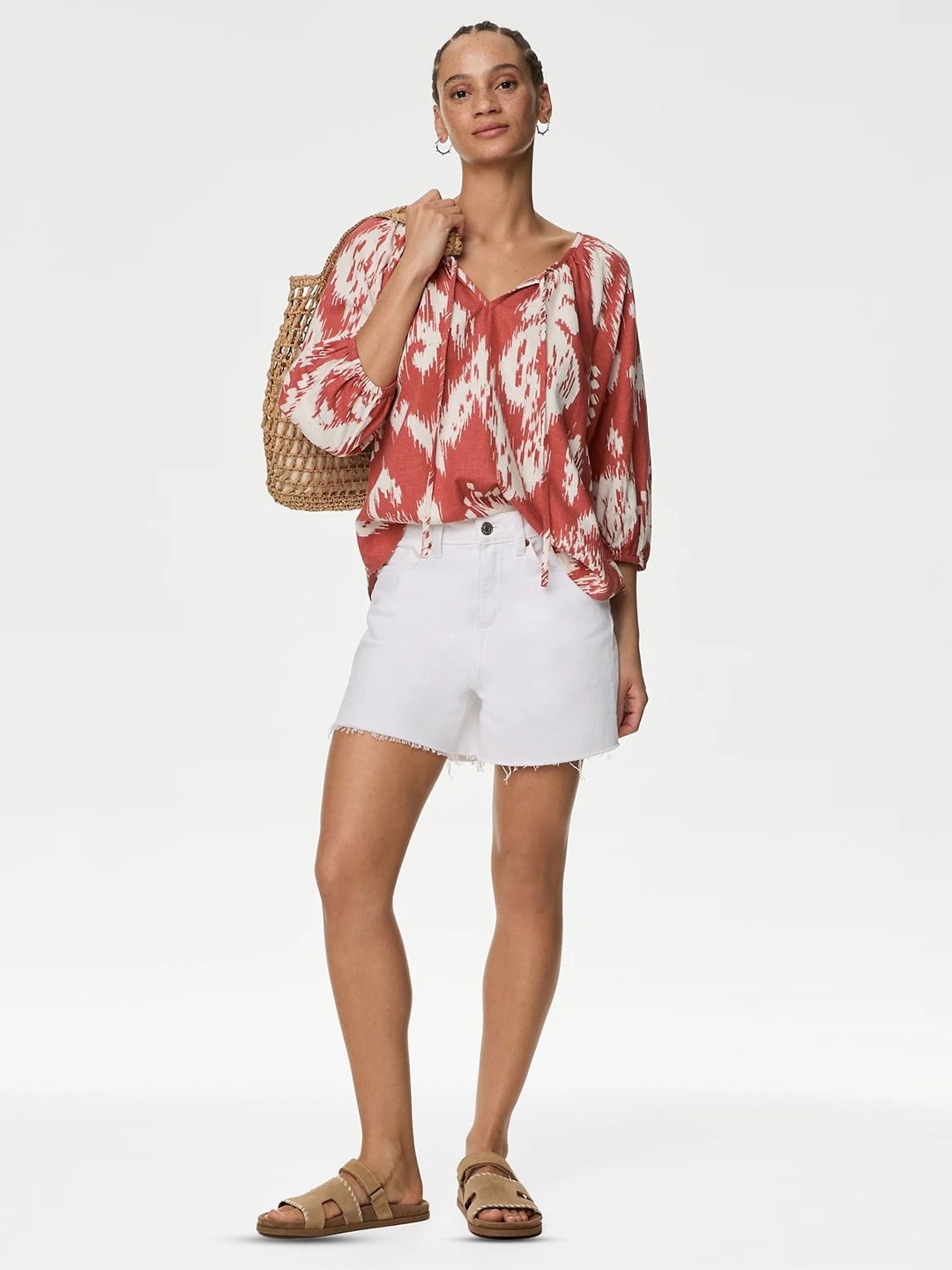 

Marks & Spencer Print Kimono Sleeve Top, Rust